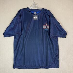 NPC Jersey Mens M Blue Black USA Body Building Embroidered Logo Short Sleeve Tee